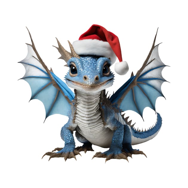 Cute Blue Baby Dragon for Christmas by Cuteopia Gallery