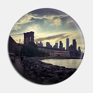 Manhattan Skyline Dumbo Sunset Brooklyn Bridge NYC Pin