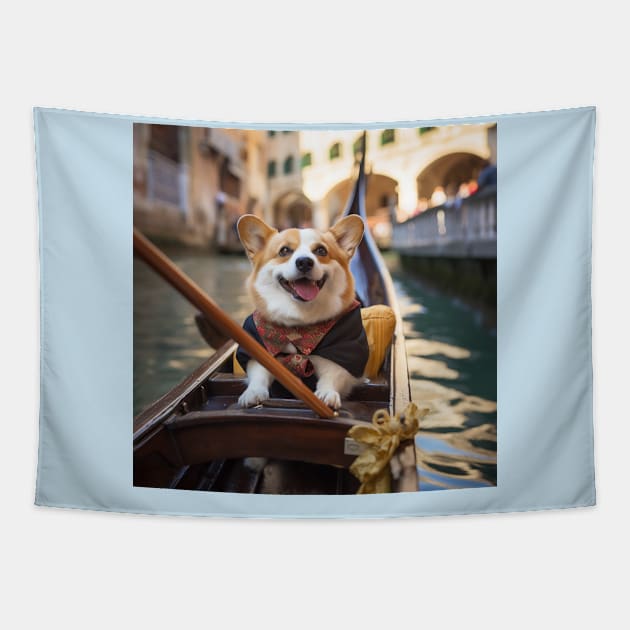 Corgi Gondolier Tapestry by AtomicChonk