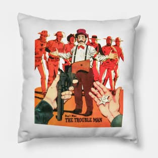 Don't Miss The Trouble Man Cowboy Western Retro Comic Pillow