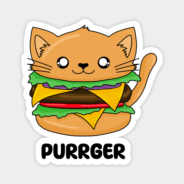 Purrger Kawaii Cat Burger | Cheeseburger Hamburger Magnet by Side Quest Studios