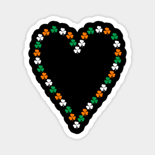 St Patricks Day Small Shamrock Heart Green White Orange Magnet