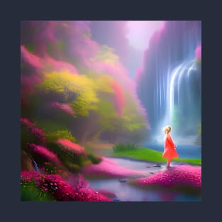 Colorful natural scene with girl standing alone T-Shirt