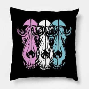 Trans Flag Dog Skulls Pillow