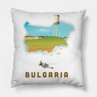 Bulgaria map travel poster Pillow