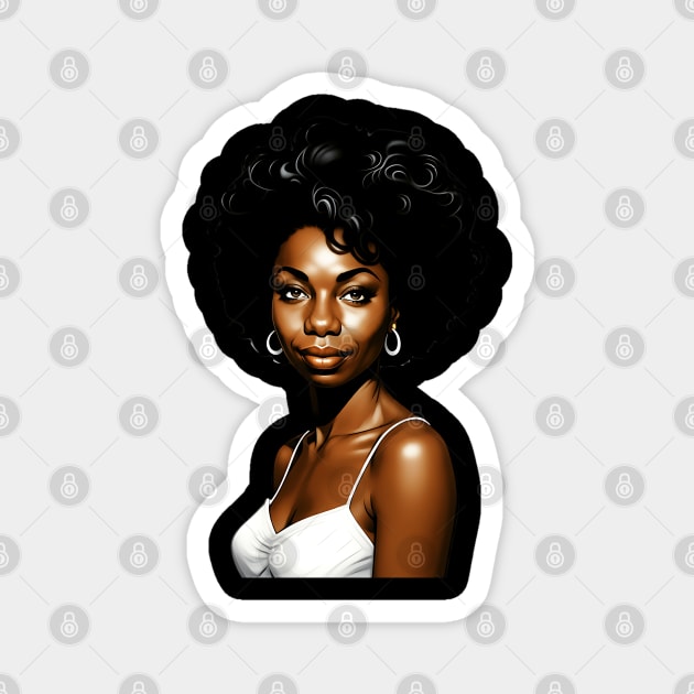Nina Simone - White Dress Magnet by UrbanLifeApparel