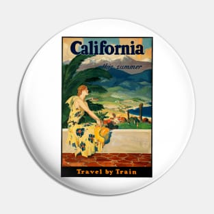 California: Travel by Train this Summer - Vintage Travel Poster Pin