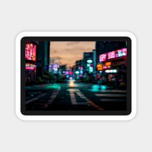 Tokyo City Street View With Neon signs / Tokyo, Japan Magnet