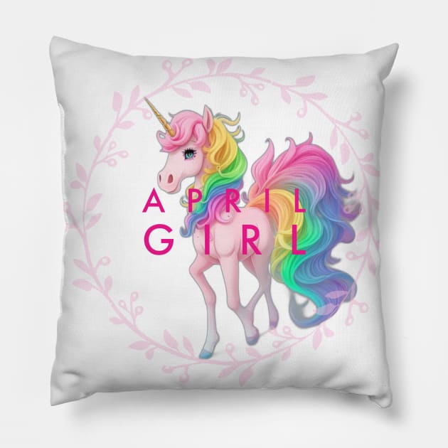 Born in april unicorn Pillow by Aceplace Design