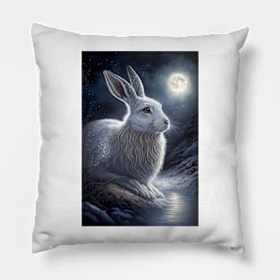 white hare 13 Pillow