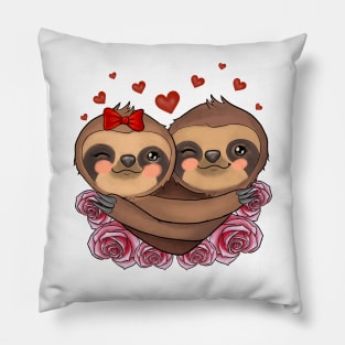 Sloth Couple Heart Love Valentine Day Pillow