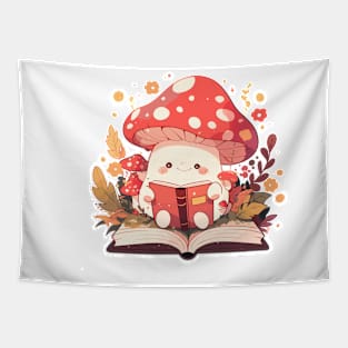 Cute Bookish Mushroom Tapestry