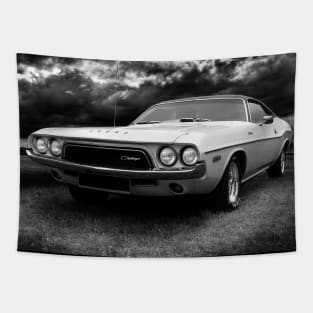 1972 dodge challenger, black and white Tapestry