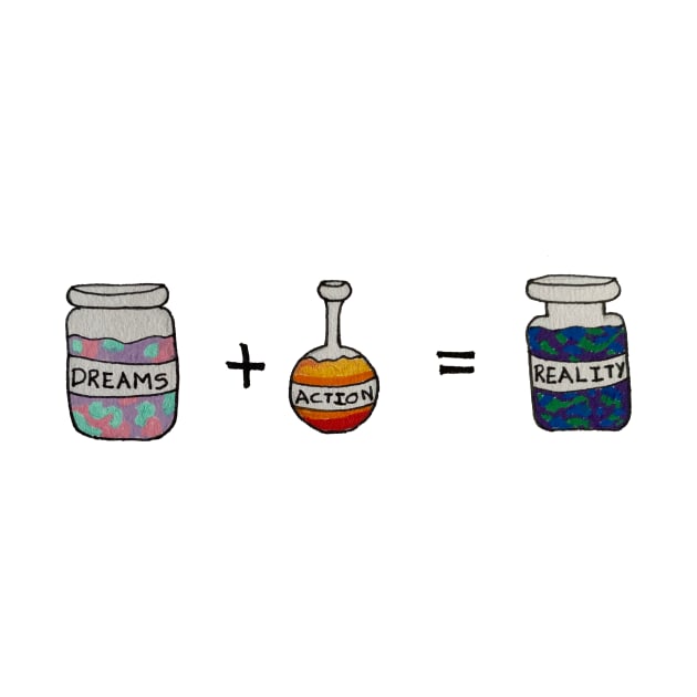 Jars with motivational words, Dreams + Action = Reality by DaretoDream