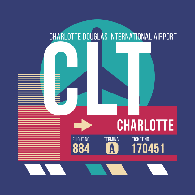 Charlotte, North Carolina (CLT) Airport Code Baggage Tag E by SLAG_Creative