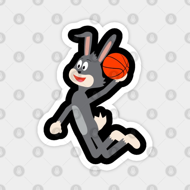 Cartoon Rabbit Basketball Slam Dunk Magnet by HappyGiftArt