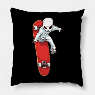 Cosmic Thrills: Alien Skateboard Flips Pillow