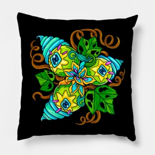 Ice Cream Flowers and Monster Eyes Cool abstract plants Pillow