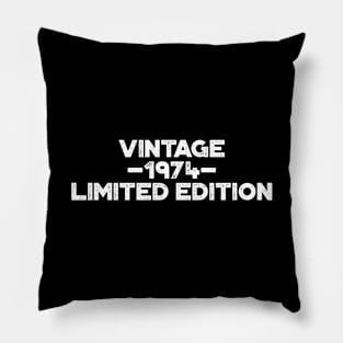 Vintage 1974 Limited Edition White 50th Birthday Pillow