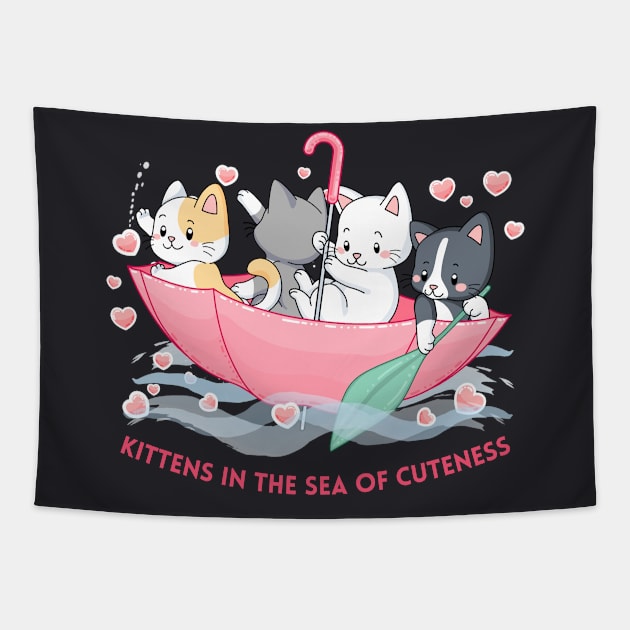 Kittens In The Sea Of Cuteness Tapestry by Creativity Haven