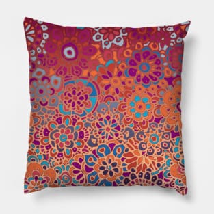 Psychedelic Ombre Flower Doodle Pillow