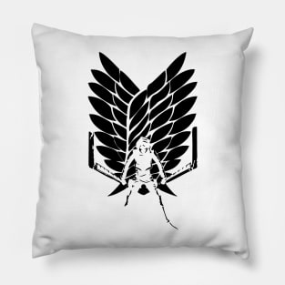 attack on titan logo black and white Pillow