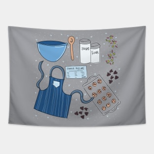 Holiday Baking, Winter theme cute baking cookies scene. Tapestry