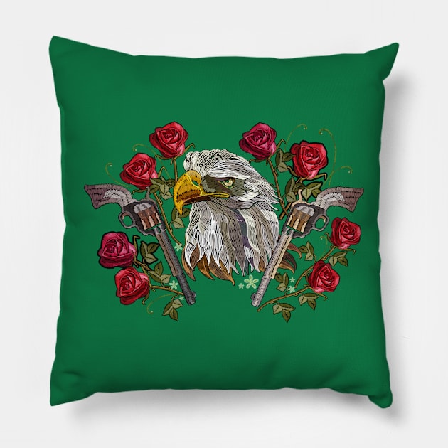 eagle head embroider Pillow by Mako Design 