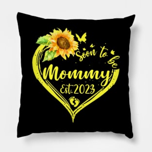 Womens Soon To Be Mommy Est 2023 Sunflower Pillow