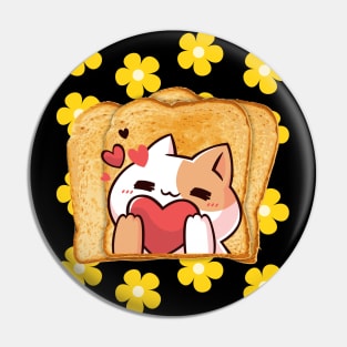 Funny Cat Flower Toast Pin