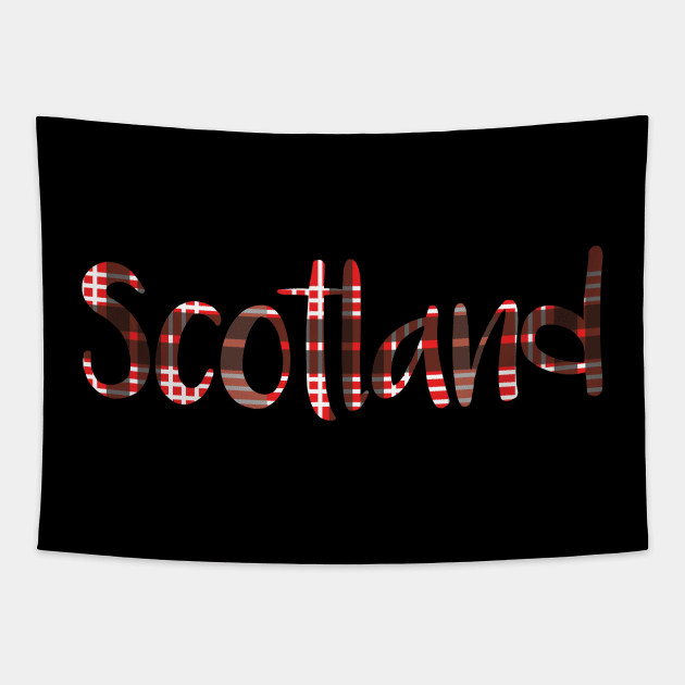 SCOTLAND, Red, Black and White Tartan Style Design Tapestry by MacPean