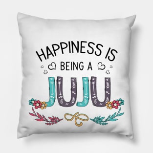 Happiness Is Being A Juju Wildflowers Valentines Mothers Day Pillow