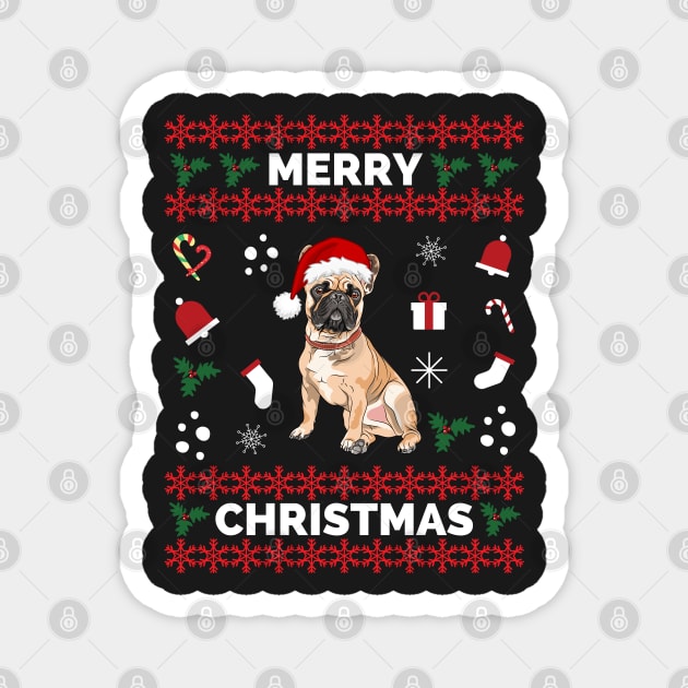 Merry Woofmas Bulldog Christmas Holiday - Bulldog Merry Woofmas Christmas Gift Magnet by Famgift