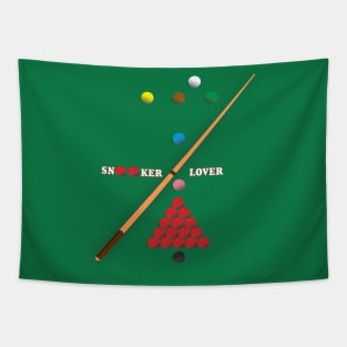 Snooker Lover design showing Snooker Balls arranged as on table Tapestry