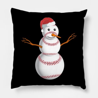 Baseball Snowman Christmas Shirt Pillow