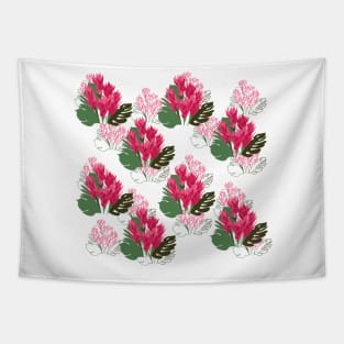 Pink Green Blossoms Tapestry