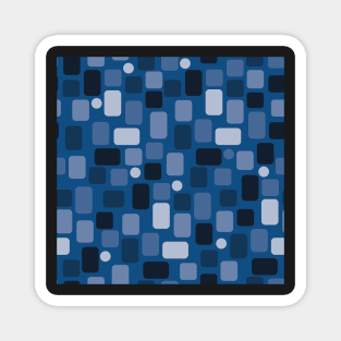 Pattern of light blue and dark blue rectangles on a blue background Magnet