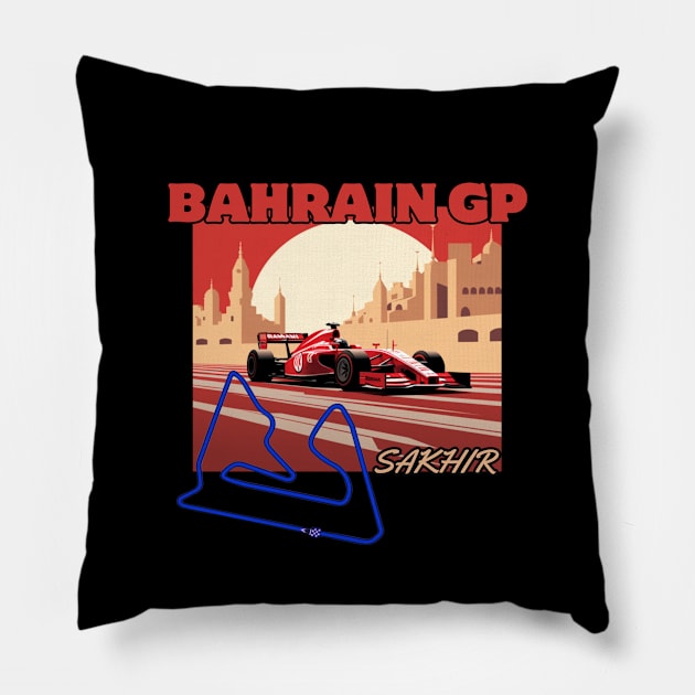 Bahrain Grand Prix, SAKHIR Circuit, Formula 1 Pillow by Pattyld