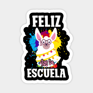 Llama Feliz 100 Dias De Escuela - 100 Days of School Spanish Magnet