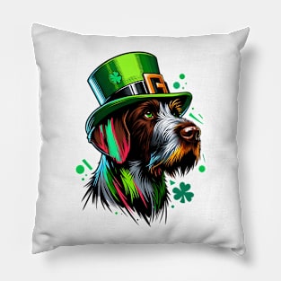 Slovakian Wirehaired Pointer Celebrates St Patrick's Day Pillow