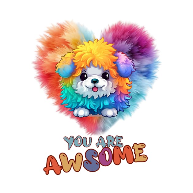 Fluffy: "You are awsome" collorful, cute, furry animals by HSH-Designing