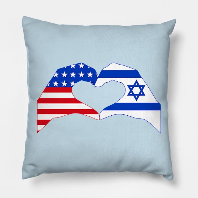 We Heart USA & Israel Patriot Flag Series Pillow by Village Values