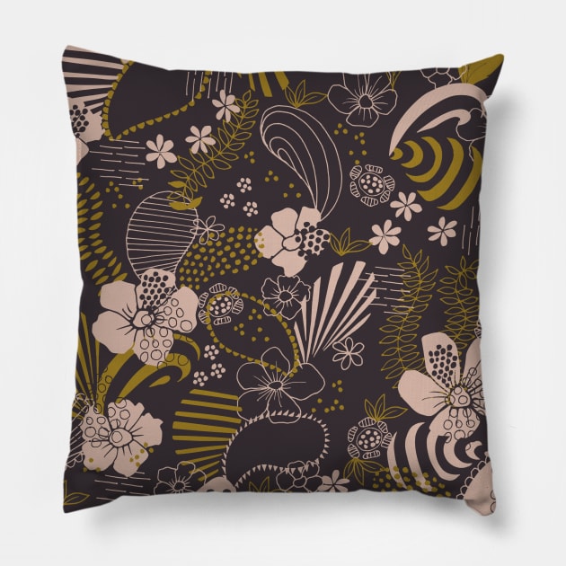 Paisley, Hearts and Flowers Pillow by Jaana Day