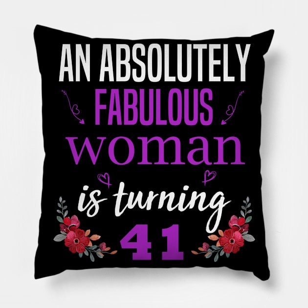 women 41st birthday, 41 years women birthday gift Pillow by foxfieldgear