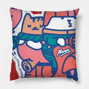 Pink and Red Couple Scooter Cats Pillow