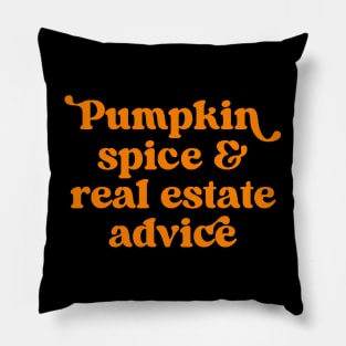 Retro Pumpkin Spice And Real Estate Advice Funny Real Estate Agent Halloween Pillow