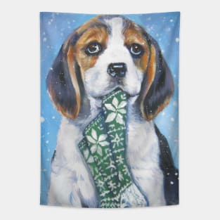 Beagle Christmas Fine Art Painting Tapestry