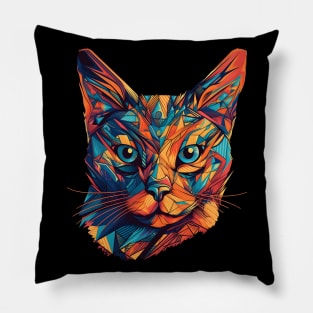 Geometric Cat Abstract Colorful Psychedelic Pillow