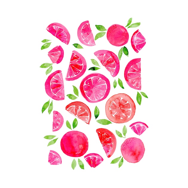 Watercolor grapefruit - pink by wackapacka