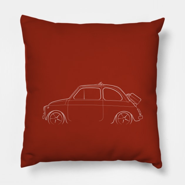 Fiat 500 - profile stencil, white Pillow by mal_photography